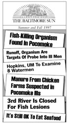 Baltimore Sun headlines Summer and Fall 1997