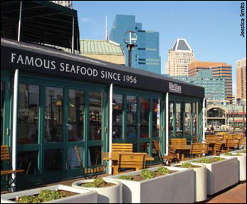 Phillips Seafood restaurant at Baltimore's Inner Harbor, photograph by Jessica Smits