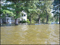The Hankins house flooded by Bud and Harriett Hankins