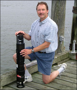 Larry Sanford with core. Photograph by Jack Greer.