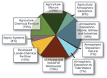 TPie chart of sources of nitrogen loadin the Bay