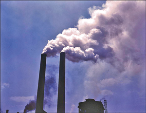 Emissions from a coal-burning power plant. Credit: Alfred T. Palmer (1944), Library of Congress Collection