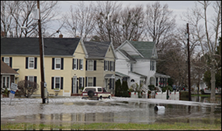 Flooded street in Cambridge, Maryland. Credit: David Harp