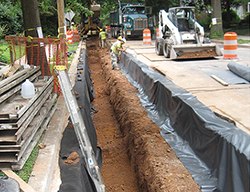 Strips of permeable paving were installed by the city in this Washington residential neighborhood. Credit: Jeffrey Brainard