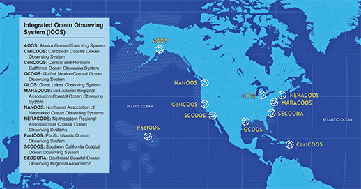 Map of the Integrated Ocean Observing System. Map, NOAA/IOOS