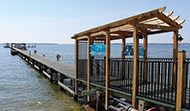 Chesapeake Biological Laboratory's research pier at the mouth of the Patuxent River. Photograph, Sarah Brzezsinski