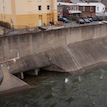 Wills Creek starts out as a full-fledged stream of the Potomac, but is contained in a concrete flood control structure as it passes through Cumberland, MD. Here it’s a river surrounded by concrete. Photograph, Nicole Lehming