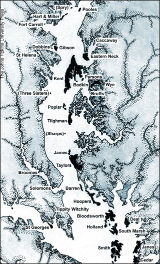 Map of islands in teh Bay, The Johns Hopkins University Press