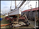 The skipjack City of Crisfield in dry dock