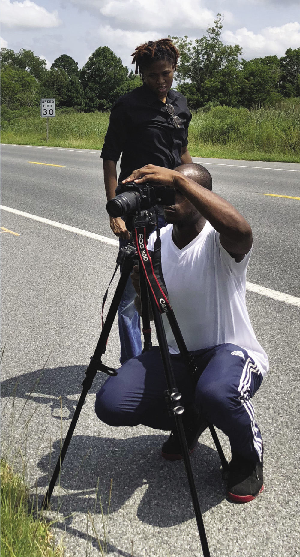 Wyman Jones Jr. (foreground) and Jalysa Mayo directed, filmed, and edited Smithville. Photo, Rona Kobell / MDSG