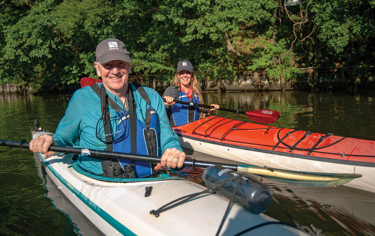 Don Baugh (left) with his daughter, Erica. He kayaked to work nearly every day while working for the Chesapeake Bay Foundation. Photo, Nicole Lehming/MDSG