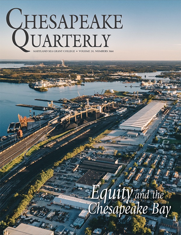 In Curtis Bay, a neighborhood in southern Baltimore, train yards, coal storage facilities, oil refineries, port operations and a trash incinerator share the waterfront with rowhouses. Unequal distribution of clean air and water are key issues in environmental justice. Photo, Yazan Hasan