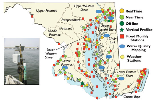 Maryland map showing sampling stations