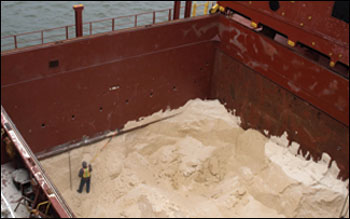 raw sugar in ship's hold - photo by Jessica Smits