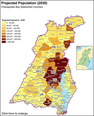 Chesapeake Watershed Population Map (2030)