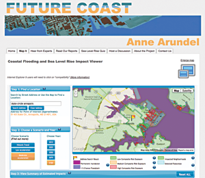 web shot of projected flooded Anne Arundel County