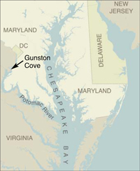Map showing where Gunston Cove is located. Credit: iStockphoto.com/University of Texas Map Library