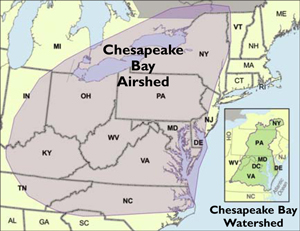 Airshed and watershed maps. Credit: Chesapeake Bay Program