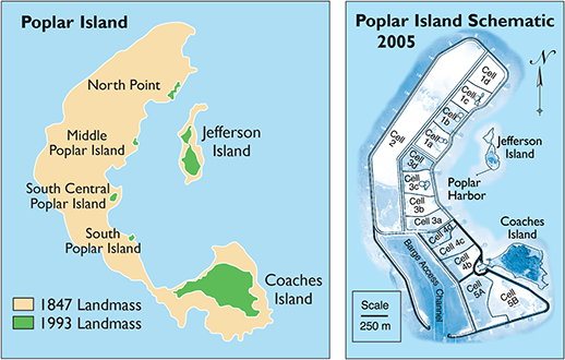 Poplar Island map and schematic. Credit: U.S. Army Corps of Engineers