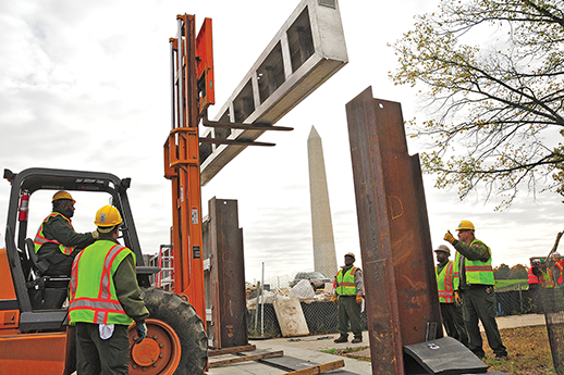 Lowering levee panel. Photograph Michael W. Fincham