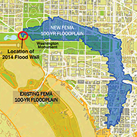 FEMA's flood plain map. Credit: National Capital Planning Commission