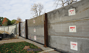 Post-and-panel flood wall. Credit: Michael W. Fincham