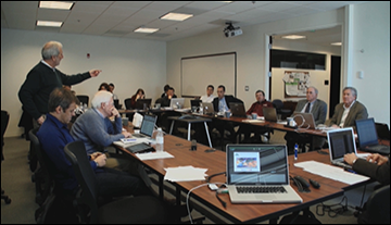 Don Boesch at meeting of experts. Photograph: Michael W. Fincham