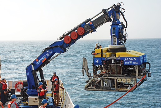 Launch of the Jason II unmanned submersible. Credit: NOAA-OER/BOEM/USGS