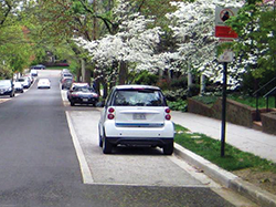 Strips of permeable paving were installed by the city in this Washington residential neighborhood. Credit: D.C. Department of Energy and Environment