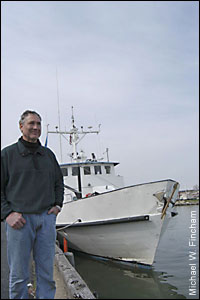 Bill Boicourt standing in from of the RV Cape Henlopen - by Michael W. Fincham