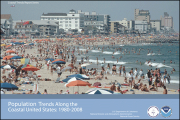 Cover of Population Trends Along the Coastal United States: 1980-2008 showing a crowded beach