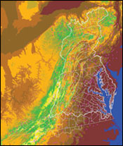 Air Quality Model: Depicts air deposition of nitrate and ammonia