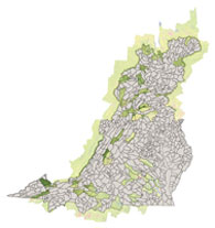 Watershed Model: Depicts land use and changing best management practices (BMPs)