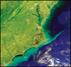 thumbnail photo of the Chesapeake Bay and Atlantic Ocean as seen from the Terra satellite