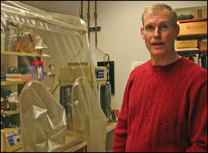 Kevin Sowers at  his lab in Baltimore - photo by Erica Goldman