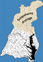 Graph of water flow, nitrogen and phosphorus for the nine major rivers that feed into the Chesapeake Bay